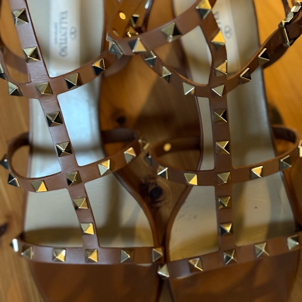 Valentino Tan Studded Women's Sandals